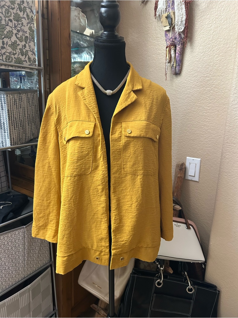 New York & Company Women's Mustard Yellow Utility Jacket